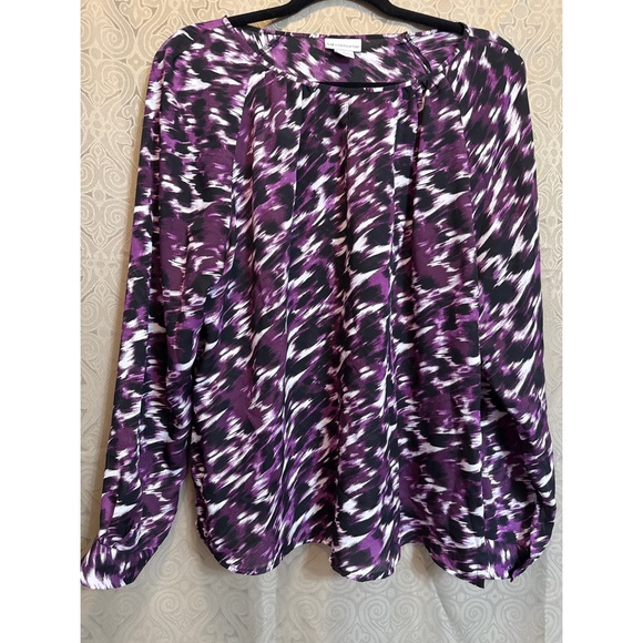 Liz Claiborne Tops - Liz Claiborne Purple and Black Abstract Blouse